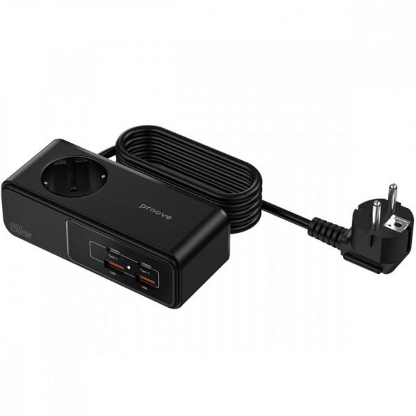  Мережевий фільтр Proove Homester Pro 65W (AC + 2xType-C + 2xUSB) 15m Black (PSHP25002201)