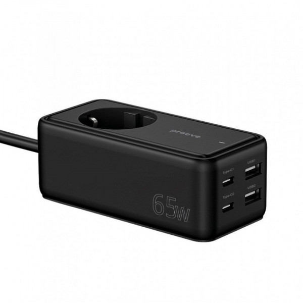  Мережевий фільтр Proove Power Strip Homester PD-03 1AC 65W (2 Type-C + 2USB) Black (PSP165220001)