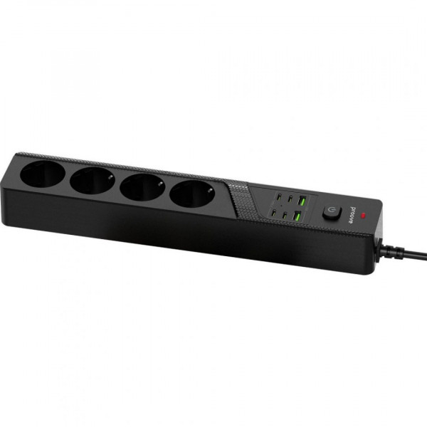  Мережевий фільтр Proove Power Strip P-04C (4 розетки + 2 USB + 4 Type-C) 2М Black (PSPS25002421)