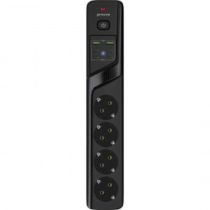  Мережевий фільтр Proove Power Strip P-04C (4 розетки + 2 USB + 4 Type-C) 3М Black (PSPS25002431)