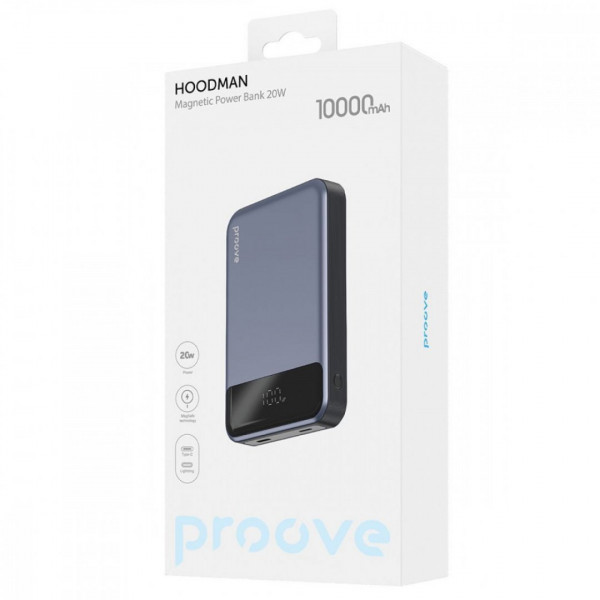  Павербанк Proove Hoodman Magnetic 20W 10000mAh Gray (PBH120010003)
