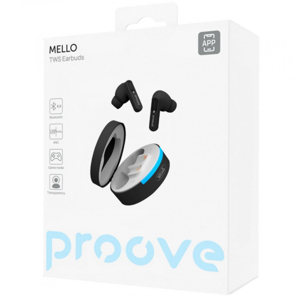  Бездротові навушники Proove Mello TWS with ANC (APP) Black (TWML0001AP01)