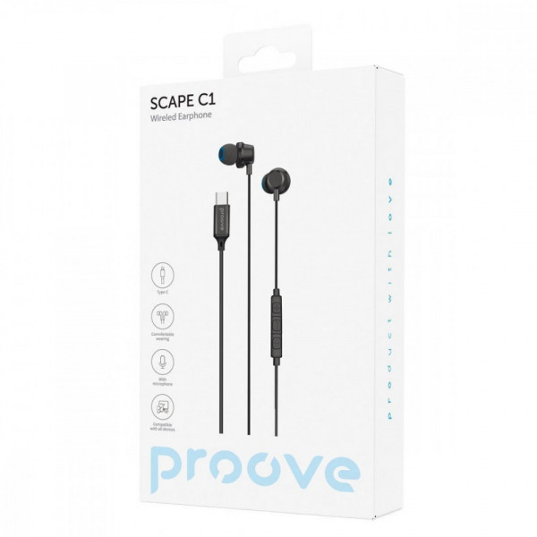  Дротові навушники Proove Scape C1 (Type-C) Black (WESC10000201)