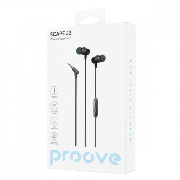  Дротові навушники Proove Scape J3 (35mm) Black (WESJ30000801)