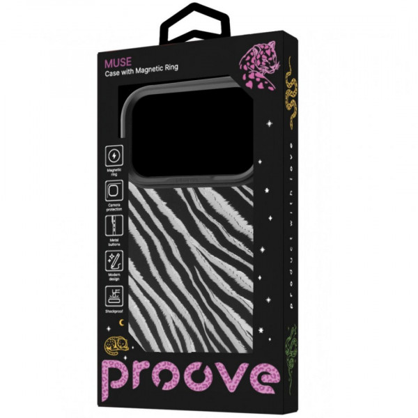  Чохол Proove Muse Animal Case with Magnetic Ring для iPhone 17 Pro/18 Pro Zebra (PCMAIP17P0C2)