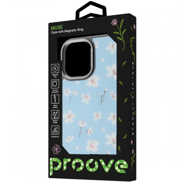  Чохол Proove Muse Fleur Case with Magnetic Ring для iPhone 17 Blue Flower (PCMFIP1700B6)