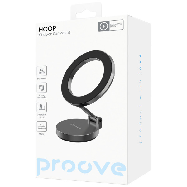  Автомобільний тримач Proove Hoop Stick-On Car Mount Magnetic Ring Black (CHHS00000005)