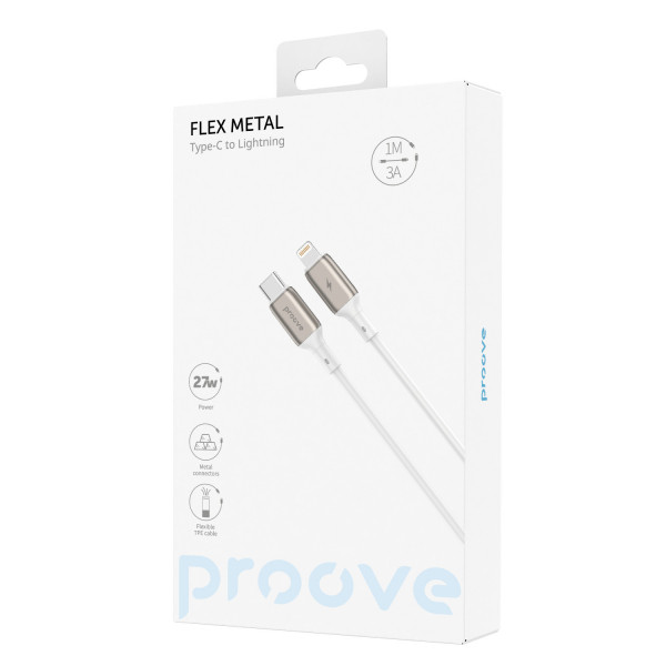  Кабель Proove Flex Metal Type-C to Lightning 27W (1m) White (CCFM27002102)