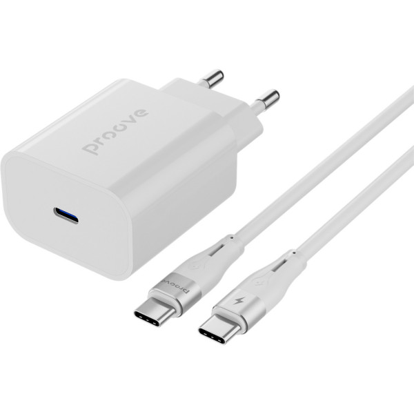  Сетевое зарядное устройство Proove Rapid 30W USB-C + Кабель Type-C to Type-C White (WCRP30012202)