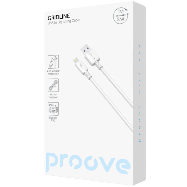  Кабель Proove GridLine Lightning 24A (1m) White (CCGL12001102)