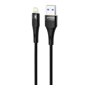  Кабель Proove Light Silicone Plus USB to Lightning 24A (1m) Black (CCLS12001101)