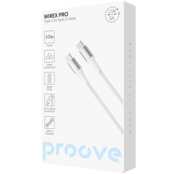  Кабель Proove WireX Pro Type-C to Type-C 100W (15m) White (CCWX11002202)