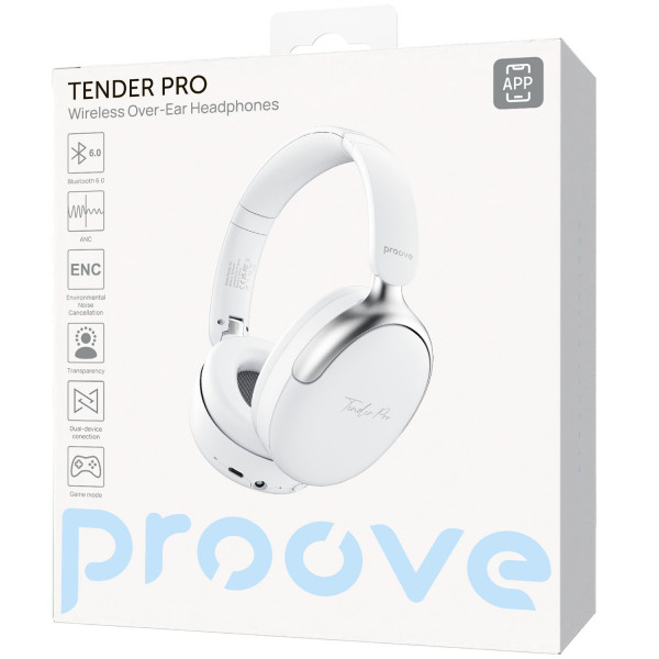  Бездротові навушники Proove Tender Pro with ANC (APP) White (HPTP0001AP02)
