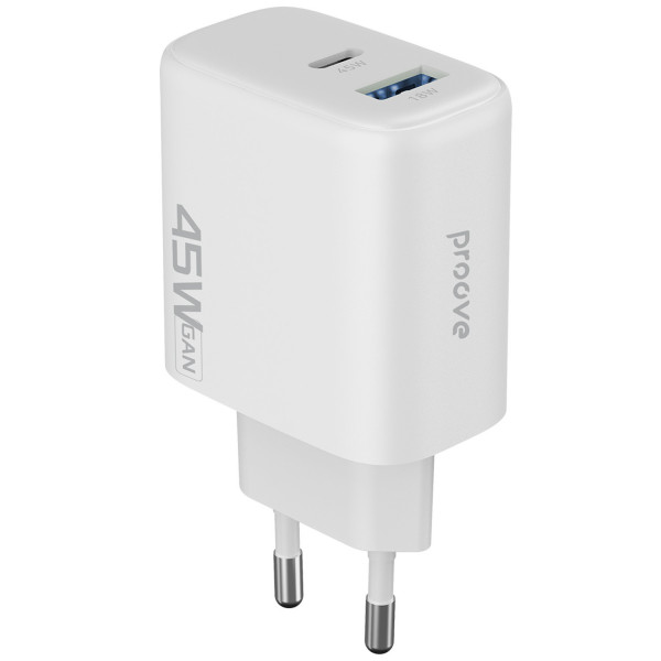  Мережевий зарядний пристрій Proove Silicone Power 2 45W (Type-C+USB) White (WCSP24110002)