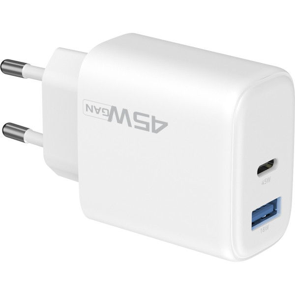  Мережевий зарядний пристрій Proove Silicone Power 2 45W (Type-C+USB) White (WCSP24110002)