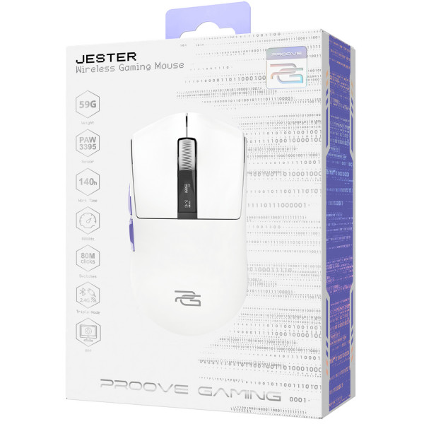  Бездротова ігрова миша Proove Gaming Jester 8K White (WMJS00022002)