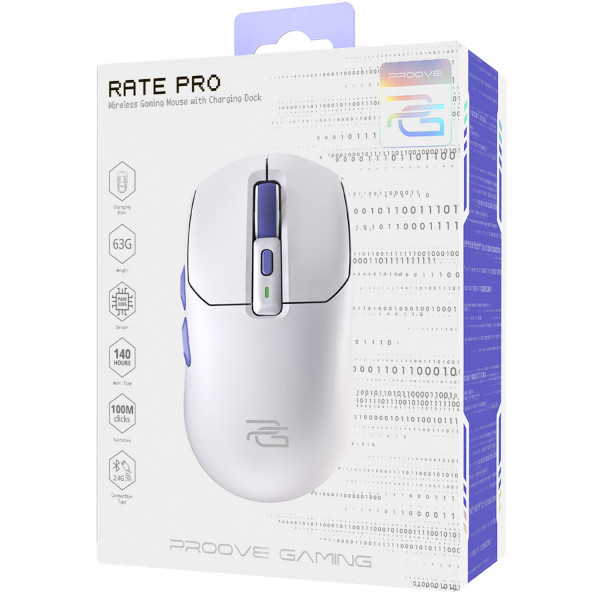  Беспроводная игровая мышь Proove Gaming Rate Pro with Charging Dock White (WMRPCD022002)