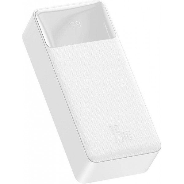  Зовнішній акумулятор Power Bank Baseus Bipow 30000mAh 15W Display White (PPDML-K02)