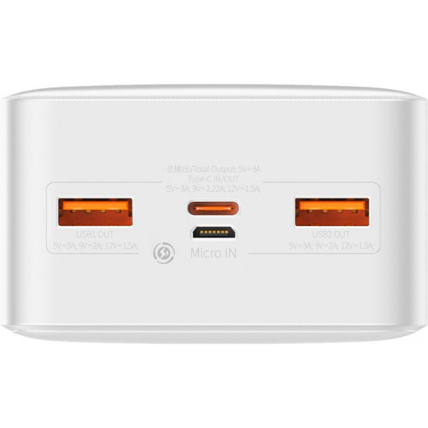  Зовнішній акумулятор Power Bank Baseus Bipow 30000mAh 20W Display White (PPDML-N02)