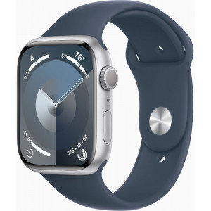  Apple Watch Series 9 GPS 45mm Silver Aluminium with Storm Blue Sport Band S/M (MR9D3)