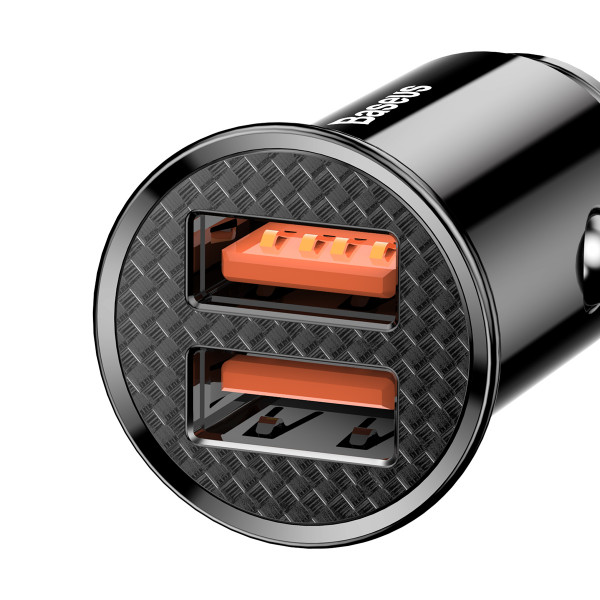  Автомобільний зарядний пристрій Baseus Circular Plastic QC 30 30W 2USB Black