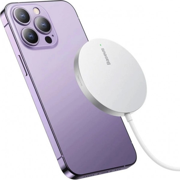  Бездротовий зарядний пристрій Baseus Simple Mini 3 Magnetic Wireless Charger 15W Silver