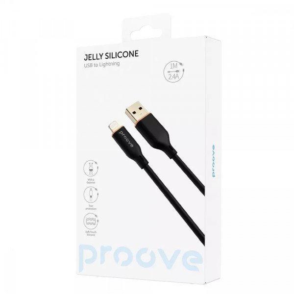  Кабель Proove Jelly Silicone Lightning 24A 1m Black