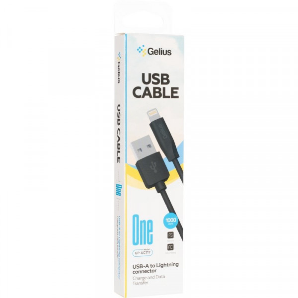  Кабель USB Gelius One GP-UC117 Lightning 1m (12W) Black