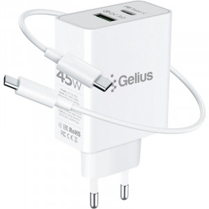  Мережевий зарядний пристрій Gelius X-Duo PRO 45W GP-HC053 + кабель Type-C/Type-C White