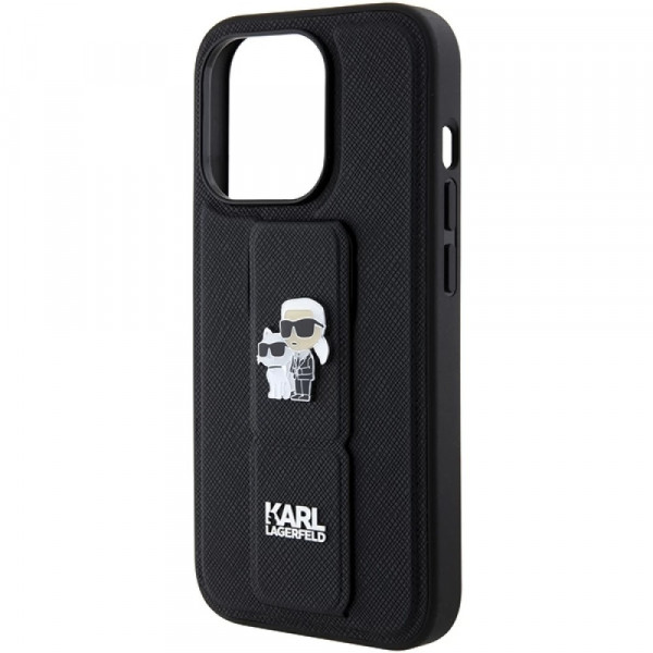  Чохол Karl Lagerfeld Gripstand Saffiano Karl amp; Choupette Pins для iPhone 15 Pro Black (KLHCP15LGSAKCPK)