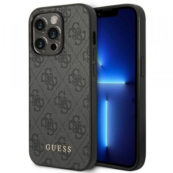  Чехол Guess 4G Metal Gold Logo для iPhone 14 Pro Max Gray (GUHCP14XG4GFGR)
