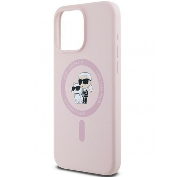  Чохол Karl Lagerfeld Silicone Karl amp; Choupette Ring для iPhone 15 Pro Pink with MagSafe (KLHMP15LSCMKCRHP)