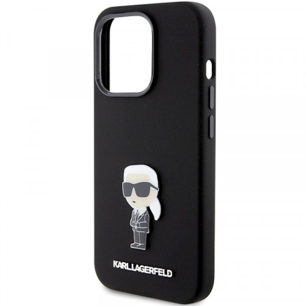  Чехол Karl Lagerfeld Silicone Ikonik Metal Pin для iPhone 15 Pro Max Black (KLHCP15XSMHKNPK)