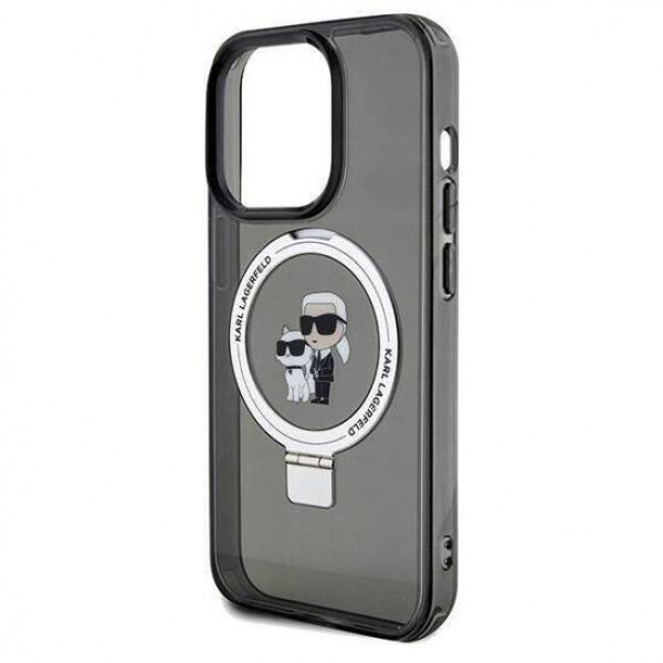  Чехол Karl Lagerfeld Ring Stand Karl  Choupettte для iPhone 15 Pro Black with MagSafe (KLHMP15LHMRSKCK)