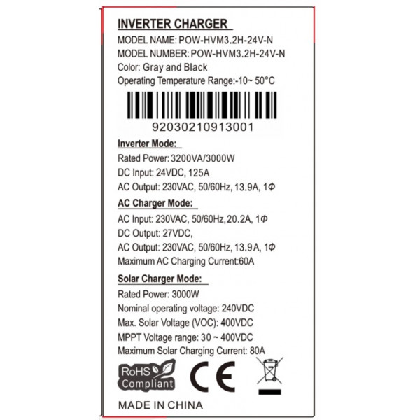  Гибридный инвертор PowMR POW-HVM32H-24V