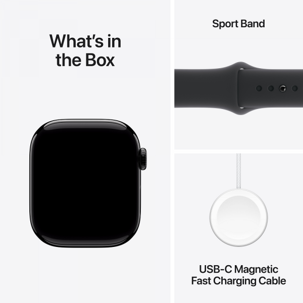  Смарт-годинник Apple Watch Series 10 GPS 42mm Jet Black Aluminium Case with Black Sport Band - S/M (MWWE3QH/A)