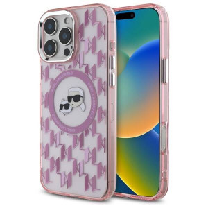 Чохол Karl Lagerfeld IML Monogram Karl &amp; Choupette Head для iPhone 16 Pro Max Pink with MagSafe (KLHMP16XHMCKMHP)
