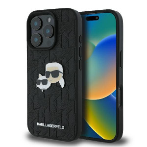 Чохол Karl Lagerfeld Monogram Karl &amp; Choupette Head Pin для iPhone 16 Pro Black (KLHCP16LPGKLKCPK)