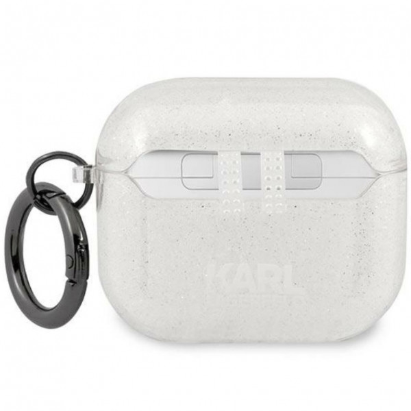  Чохол Karl Lagerfeld Glitter Karls Head для AirPods 3 Silver (KLA3UKHGS)