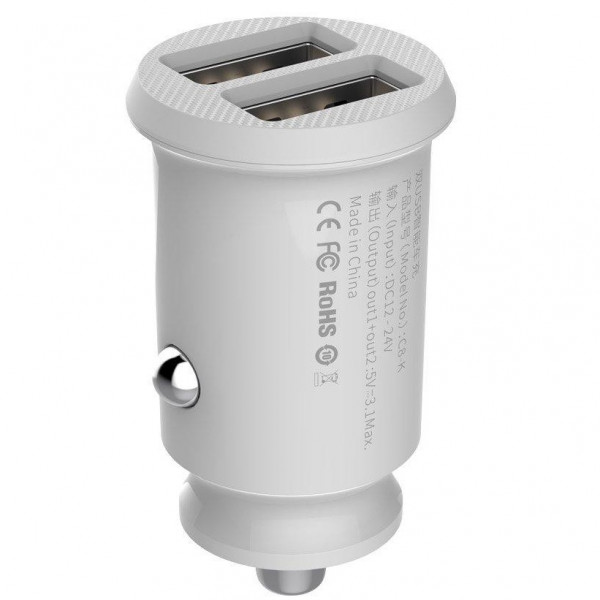  Автомобільний зарядний пристрій Baseus Grain 31A 2USB White