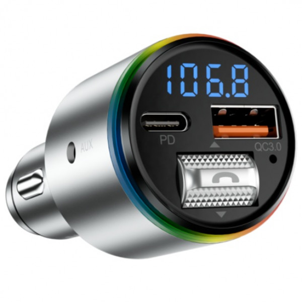  Автомобільний зарядний пристрій Proove FM Launcher Power Drive 30W (PD+QC30) Type-C+USB+AUX Silver (FMPD30110006)