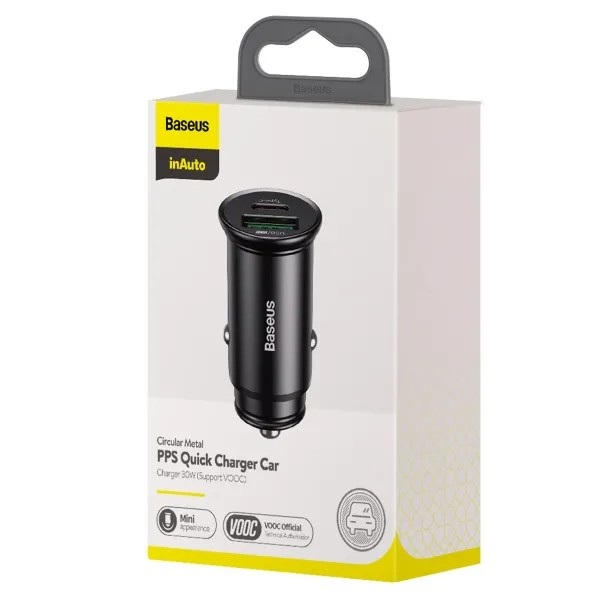  Автомобильное зарядное устройство Baseus Circular Metal PPS 30W USB+Type-C
