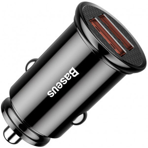  Автомобильное зарядное устройство Baseus Circular Plastic QC 30 30W 2USB Black