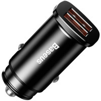 Автомобільний зарядний пристрій Baseus Square Metal 30W 2 USB Black