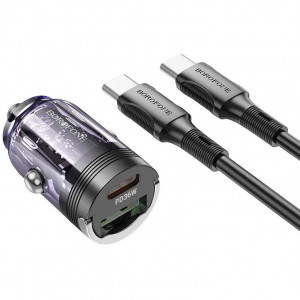  Автомобільний зарядний пристрій Borofone BZ29A PD/QC 36W Type-C/Type-C Purple