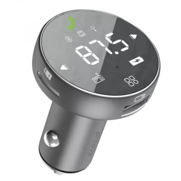  Автомобильное зарядное устройство Proove FM Launcher Sound Sync 30W (PD+QC30) Type-C+USB (FMSS30110003)