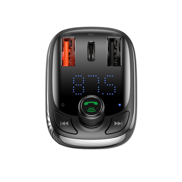  Автомобільний зарядний FM Модулятор Baseus T-Typed S-13 Bluetooth MP3 Car Charger (CCTM-B01) Black