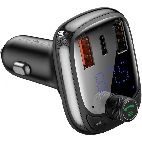  Автомобільний зарядний FM Модулятор Baseus T-Typed S-13 Bluetooth MP3 Car Charger (CCTM-B01) Black