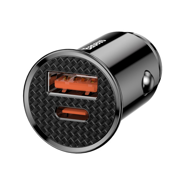  Автомобільний зарядний пристрій Baseus Circular Plastic PD30 QC 40+30W USB+Type-C Black