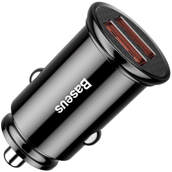  Автомобільний зарядний пристрій Baseus Circular Plastic QC 30 30W 2USB Black